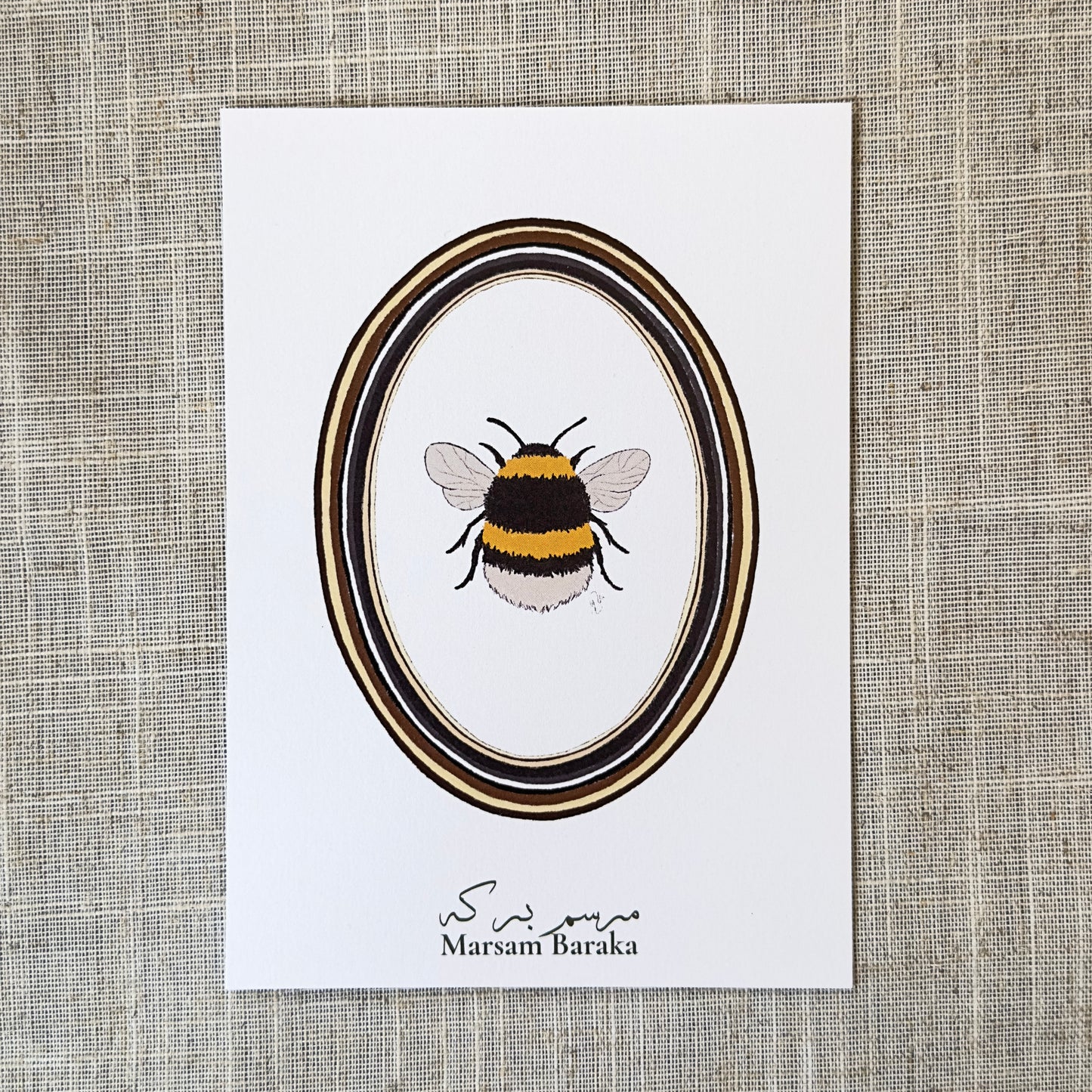 Bumble Bee Illustrated Postcard